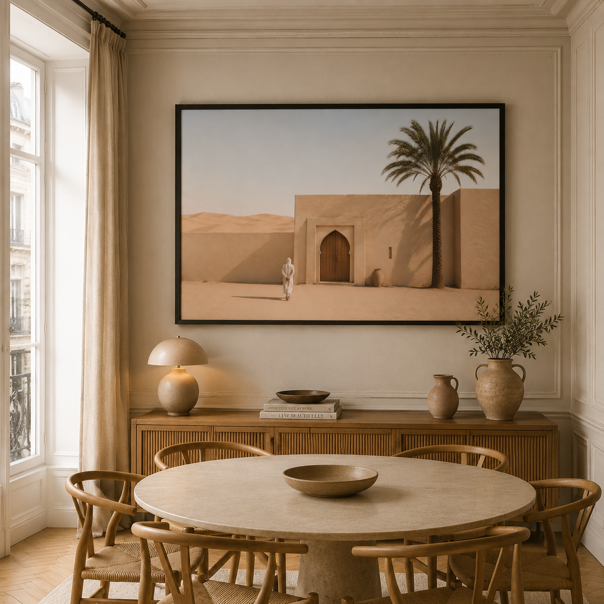 Tableau marocain – Sahara vie – XS : 30x20cm, Tableau en toile, Cadre Américain Noir