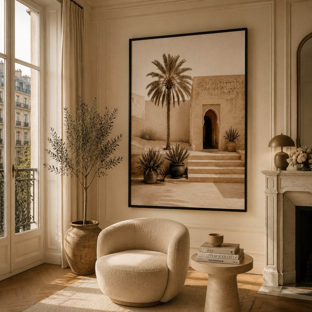 Tableau marocain – Le Riad du desert – XS : 30x20cm, Tableau en toile, Cadre Américain Noir