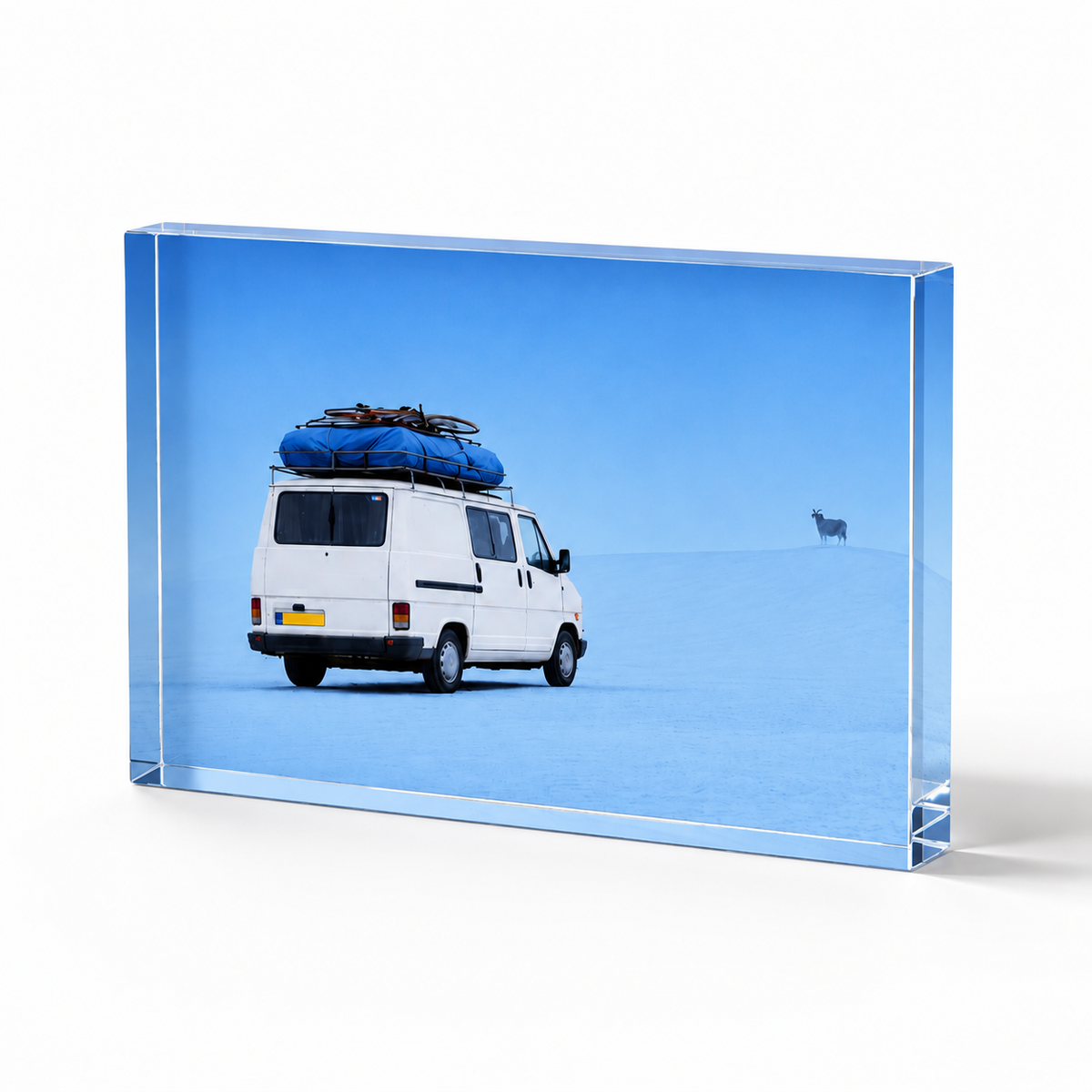 Bloc Acrylique – Souvenir d'enfance Bleu – 10x10cm, Bloc en Plexiglas 25mm