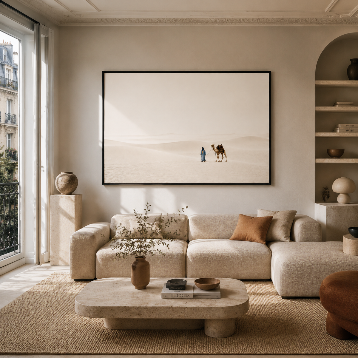 Tableau marocain – Les dunes Marocaines – XS : 30x20cm, Tableau en toile, Cadre Américain Noir
