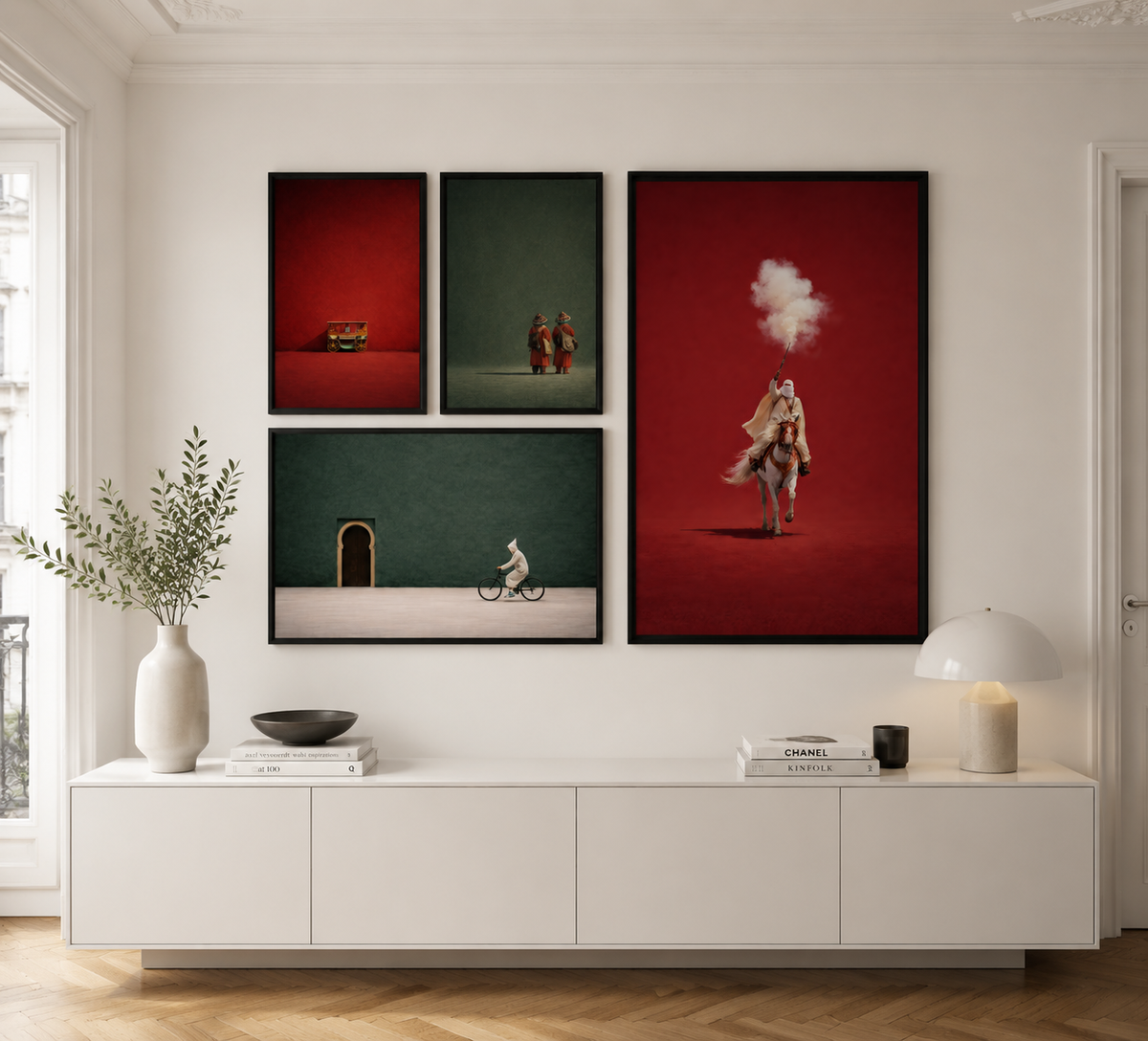 Composition Murale 2 - Le Maroc en couleurs – 1x 120Hx80L cm + 1x 60H80L cm + 2x 60H40L, Tableau en toile, Cadre Américain…
