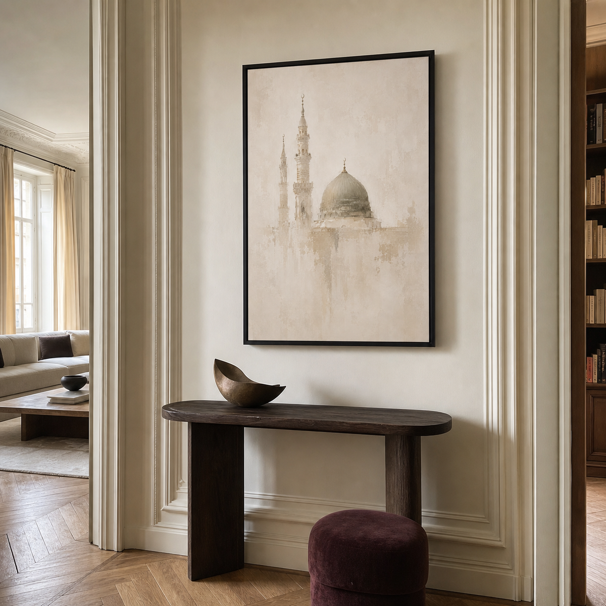 Tableau Islamique – Al Qods – XS : 30x20cm, Tableau en toile, Cadre Américain Noir