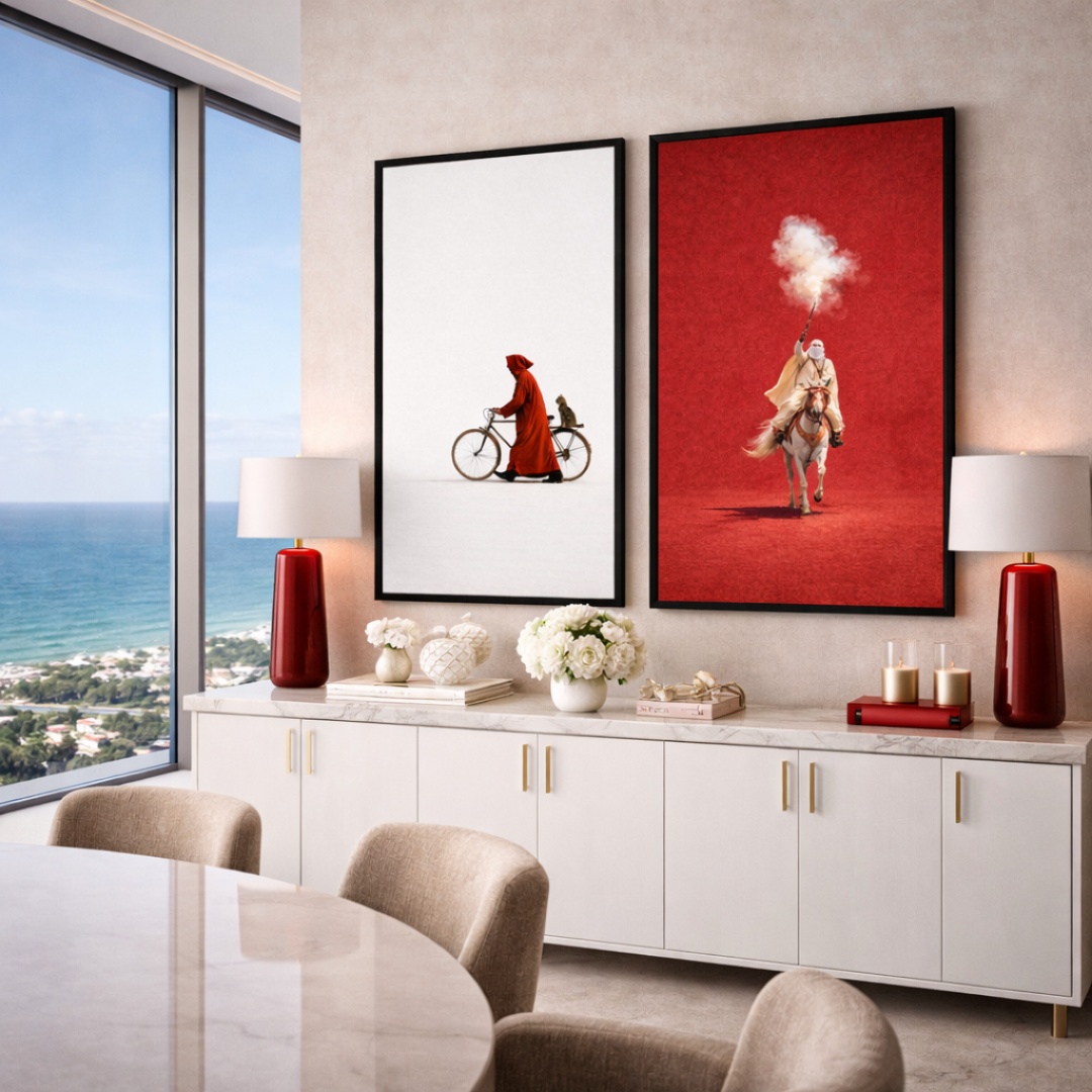Moroccan Art Duo - - Morocco in Red & White