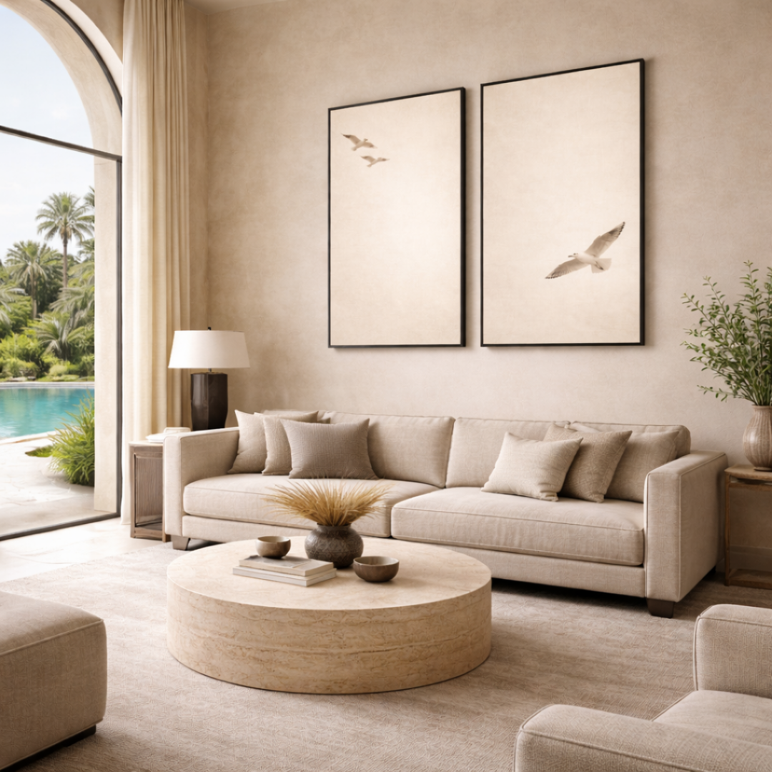 Moroccan Art Duo - Les oiseaux beige.